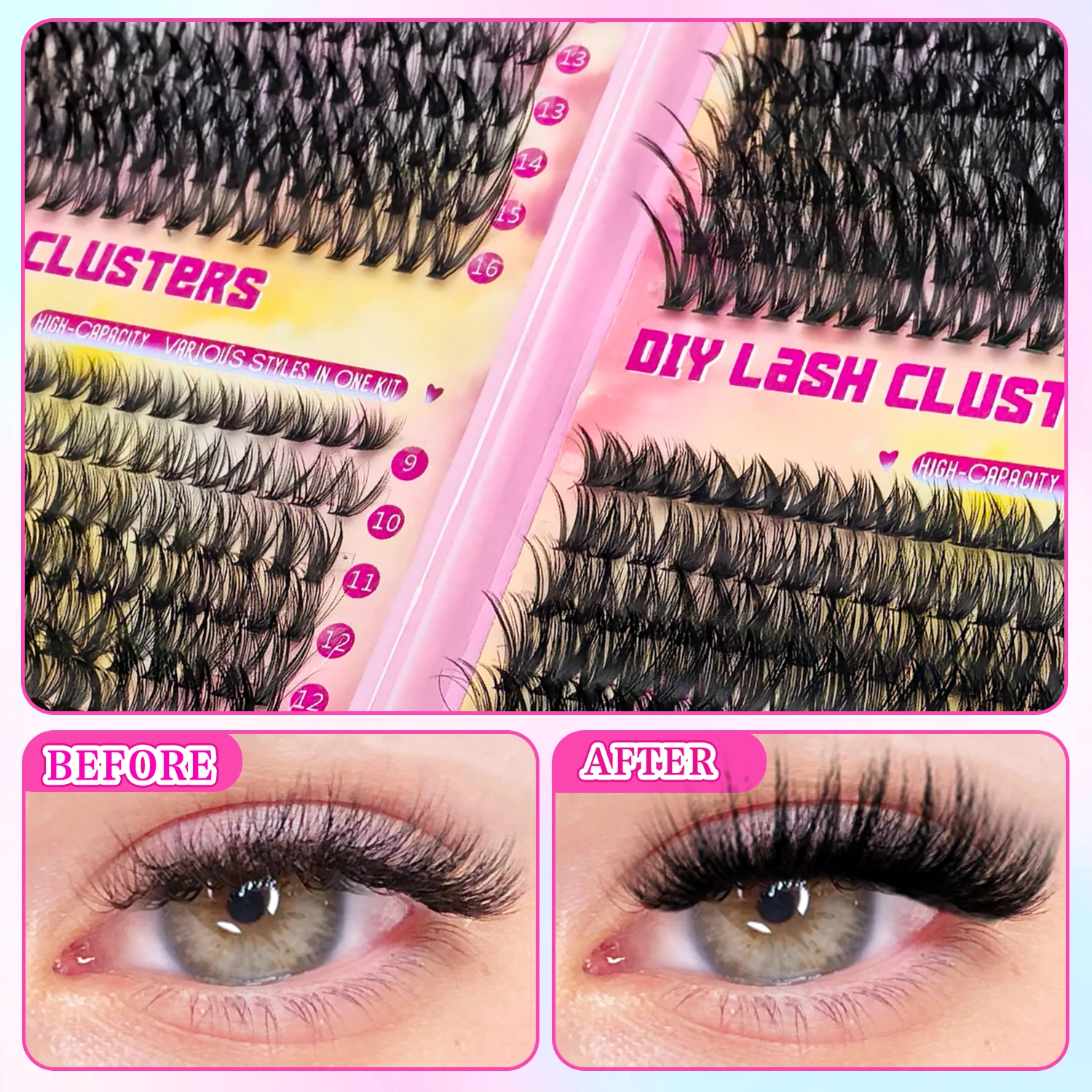 Zestaw rzęs 40 rzędów - 30D/40D/50D/40D maquillajes para mujer Rzęsy o wydłużonym kroju Naturalny efekt blendowania dla spersonalizowanego wyglądu makijażu