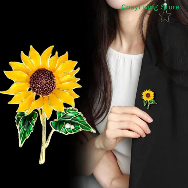 [CL]1Pc Stylish Unique Sunflower Brooch Daily Clothing Jewelry Accessories For Women Elegant Flower Corsage Wedding Party[CL]