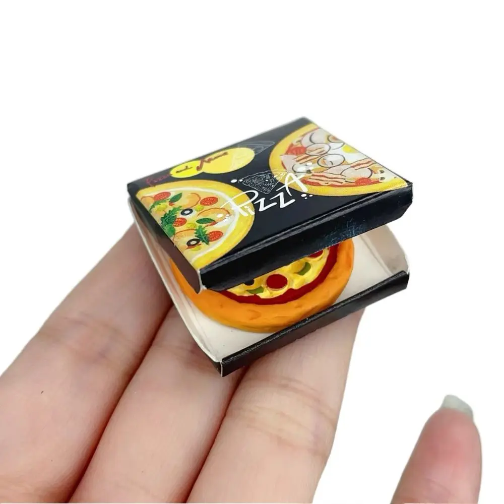 5pcs 1:12 Mini Simulation Pizza Model Dollhouse with Packing Box Artificial Pizza Model Lifelike Vinyl Simulation Kitchen Toy