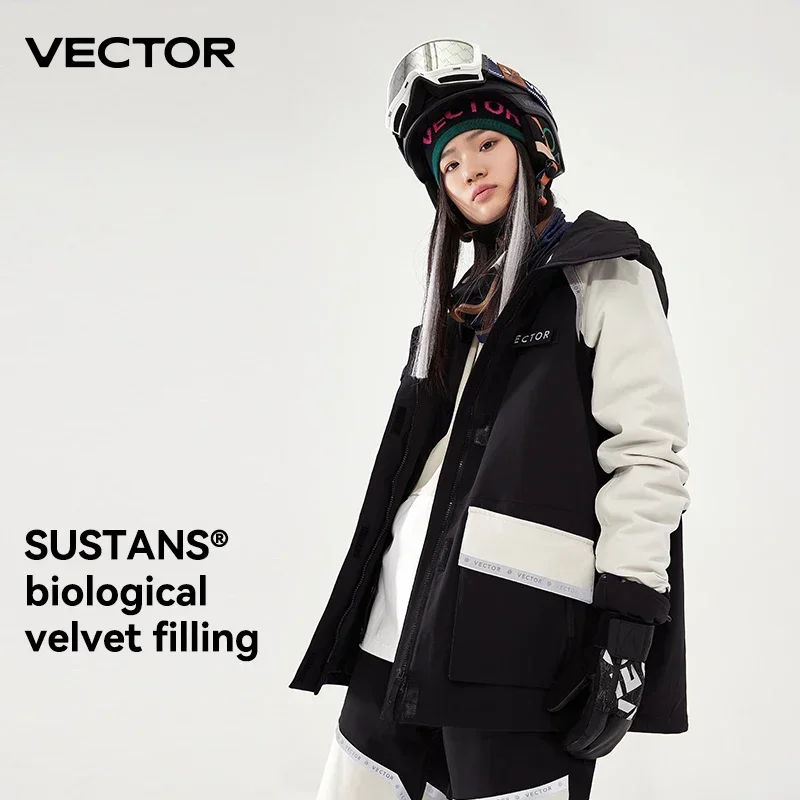 Vector marca das mulheres dos homens jaqueta de esqui inverno quente à prova vento à prova dwindproof água terno esportes ao ar livre snowboard casaco emenda placa dupla