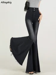 Skinny Jeans for Women Black Sexy Cool Girls Spring Summer Full Length Flare High Waist Do Old Casual Washed New Simple Design