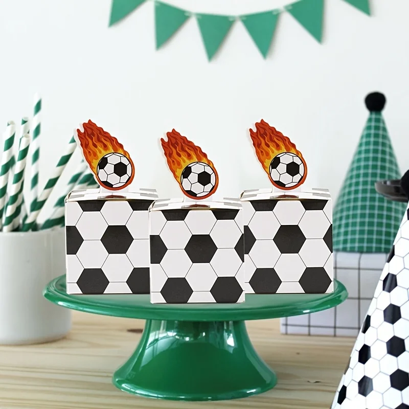 24 Cajas de Regalo 3D con Temática de Fútbol, Cajas Decorativas para Fiestas de Cumpleaños, Decoraciones para Fiestas Deportivas, Cajas de Embalaje para Recuerdos de Fiestas de Fútbol