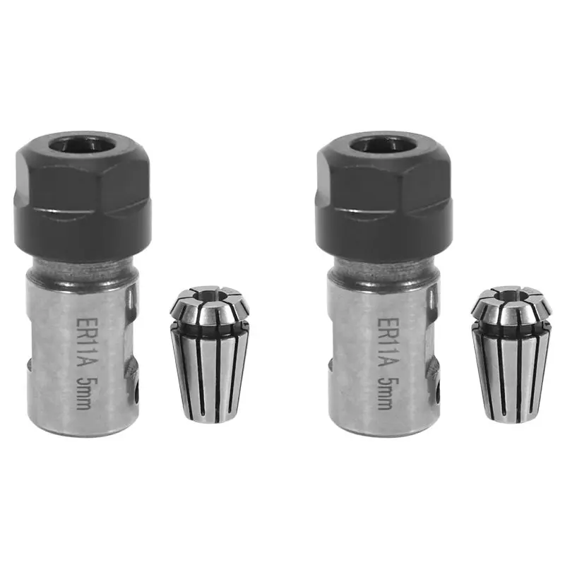 Limited Stock-FF 2X Er11 5Mm Motor Shaft Collet Chuck Spindle Extension Rod Inner + Er11 Spring Collet For Cnc Milling Machine