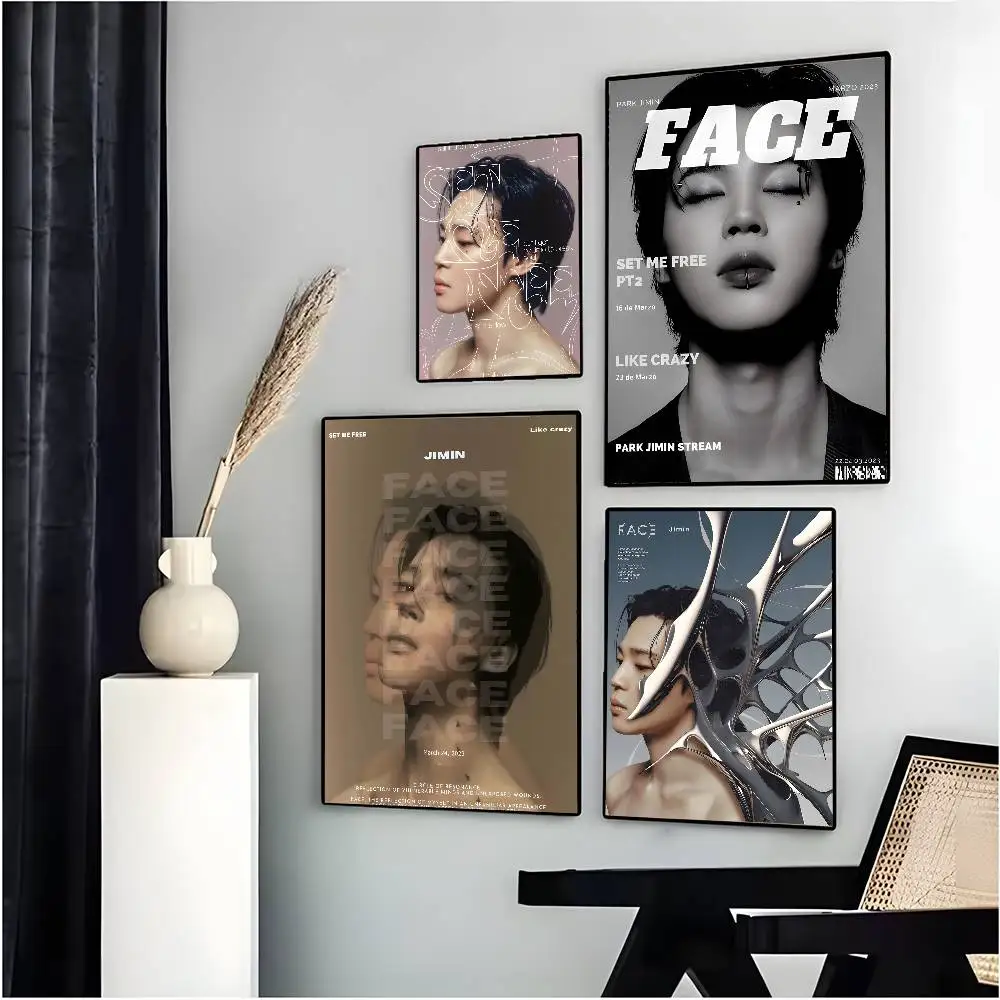 المغني J-Jimin Kpop الوجه لتقوم بها بنفسك لزجة ملصق ذاتية اللصق الفن ورق مقاوم للماء ملصق مقهى بار غرفة جدار ديكور