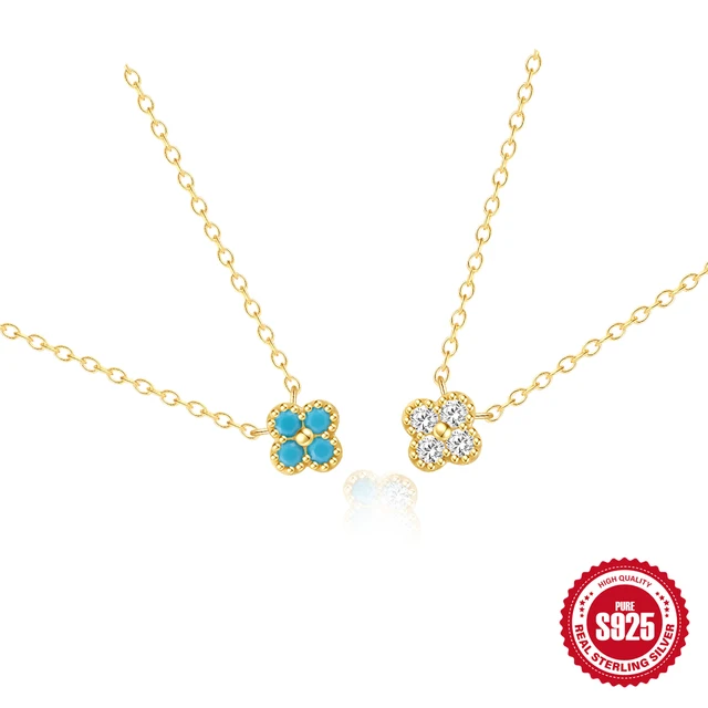 ROXI 100% 925 Sterling Silver turkusowy kryształowy płatek Patter wisiorek naszyjniki dla kobiet delikatna biżuteria ślubna kołnierz Mujer