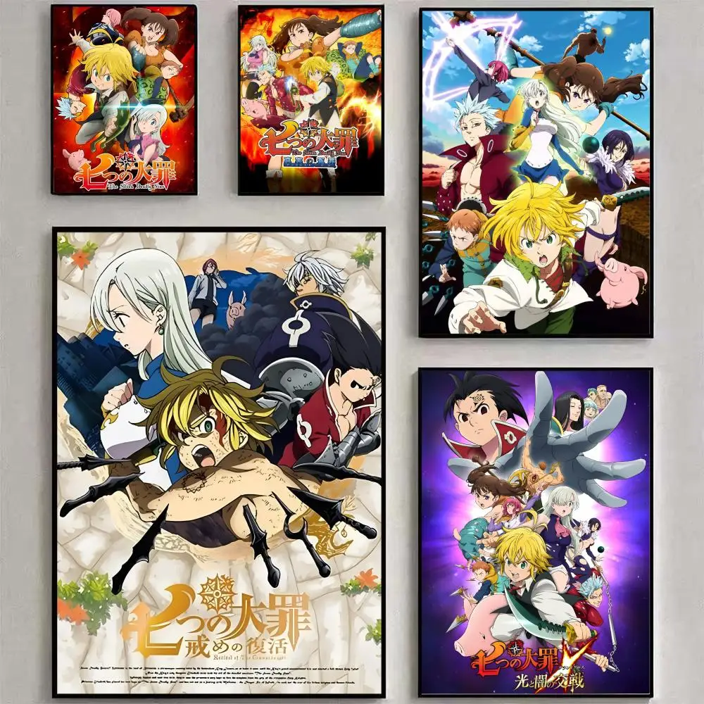 1pc Cartoon S-Seven D-Deadly Sins Poster HD Art Sticky Wall Waterproof Home Living Room Bedroom Bar Aesthetic Decoration