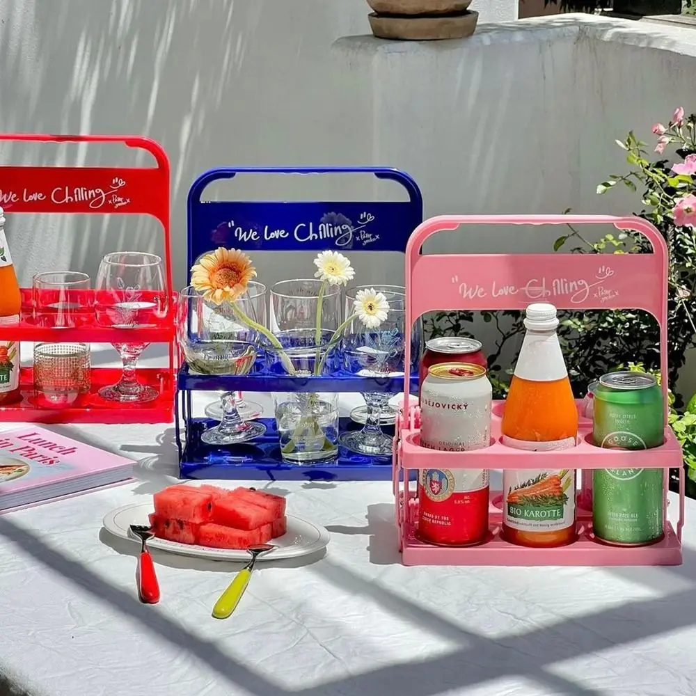 1Pcs 6 Hole Beer Bottle Carrier Cup Foldable Reusable Drink Holder Durable Cup Organizer Bar Beverage Display Wine Rack