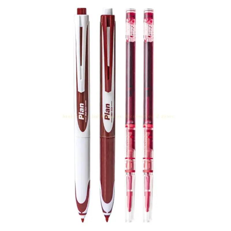 2PCS Retractable Roller Gel Pen Gel Inks Pen with 2 Pen Refills For Writing