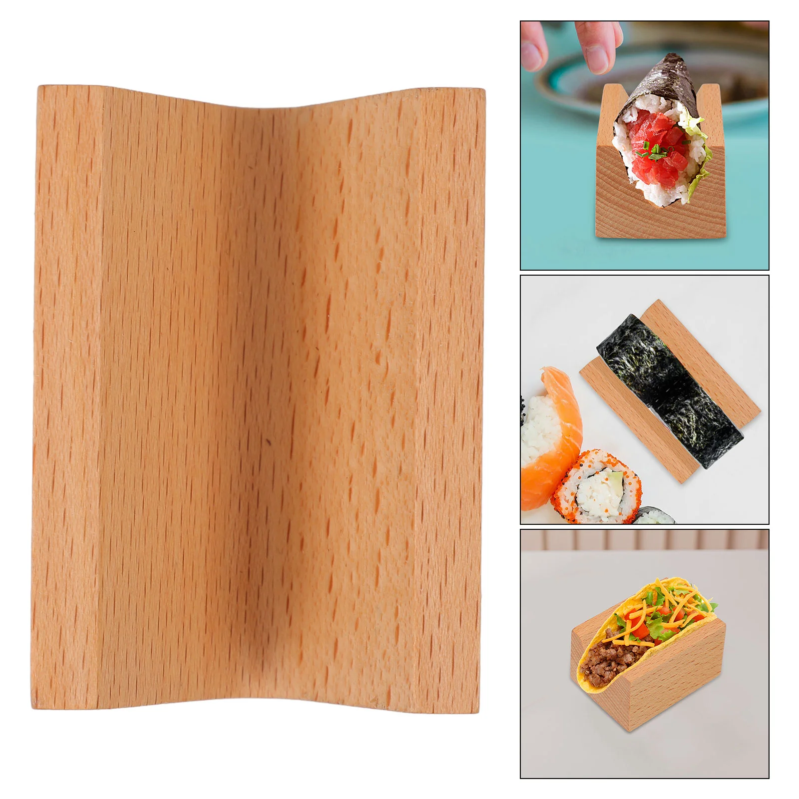 

Restaurant Tableware Japanese Sushi Plate Wooden Dish Wear-resistant Taco Holder Food Tray Reusable