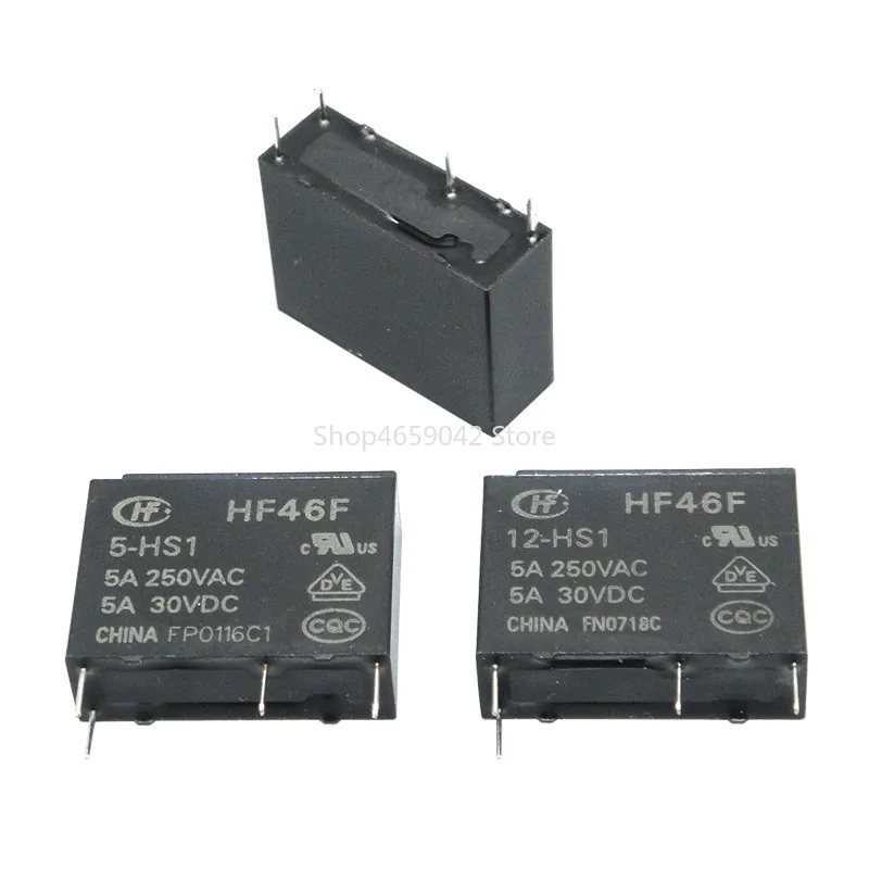 2pcs Relay HF46F-5-HS1 HF46F-12-HS1 HF46F-24-HS1 Power Relay A Normally Open 5 12 24 VDC 5A 250VAC 4Pin