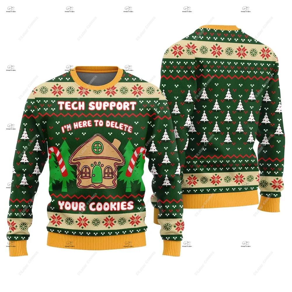 

Christmas Santa Claus Pet Cat Knitted Ugly Sweater Graffiti Retro Vintage 3DPrint Pullover Harajuku Casual Funny Long Sleeves X3