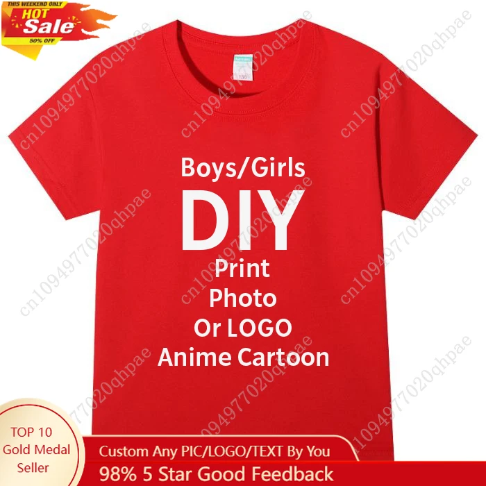 

Customized T Shirts for Boys Girls 100% Cotton Tops Anime Cartoon Photos That Kids Like Birthday Gift Design LOGO Graphic Print