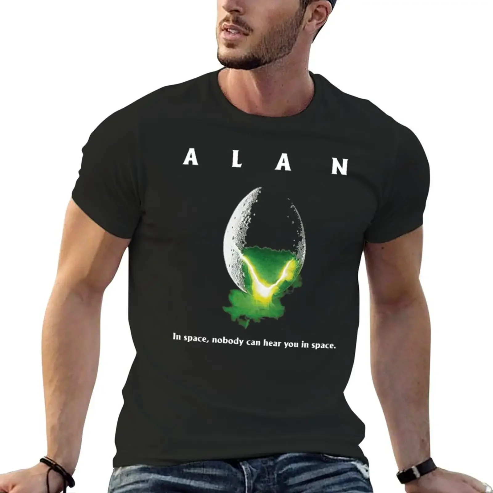 

Alan In Space Nobody Can Hear You In Space T-Shirt boys animal print plus size tops oversizeds mens graphic t-shirts hip hop