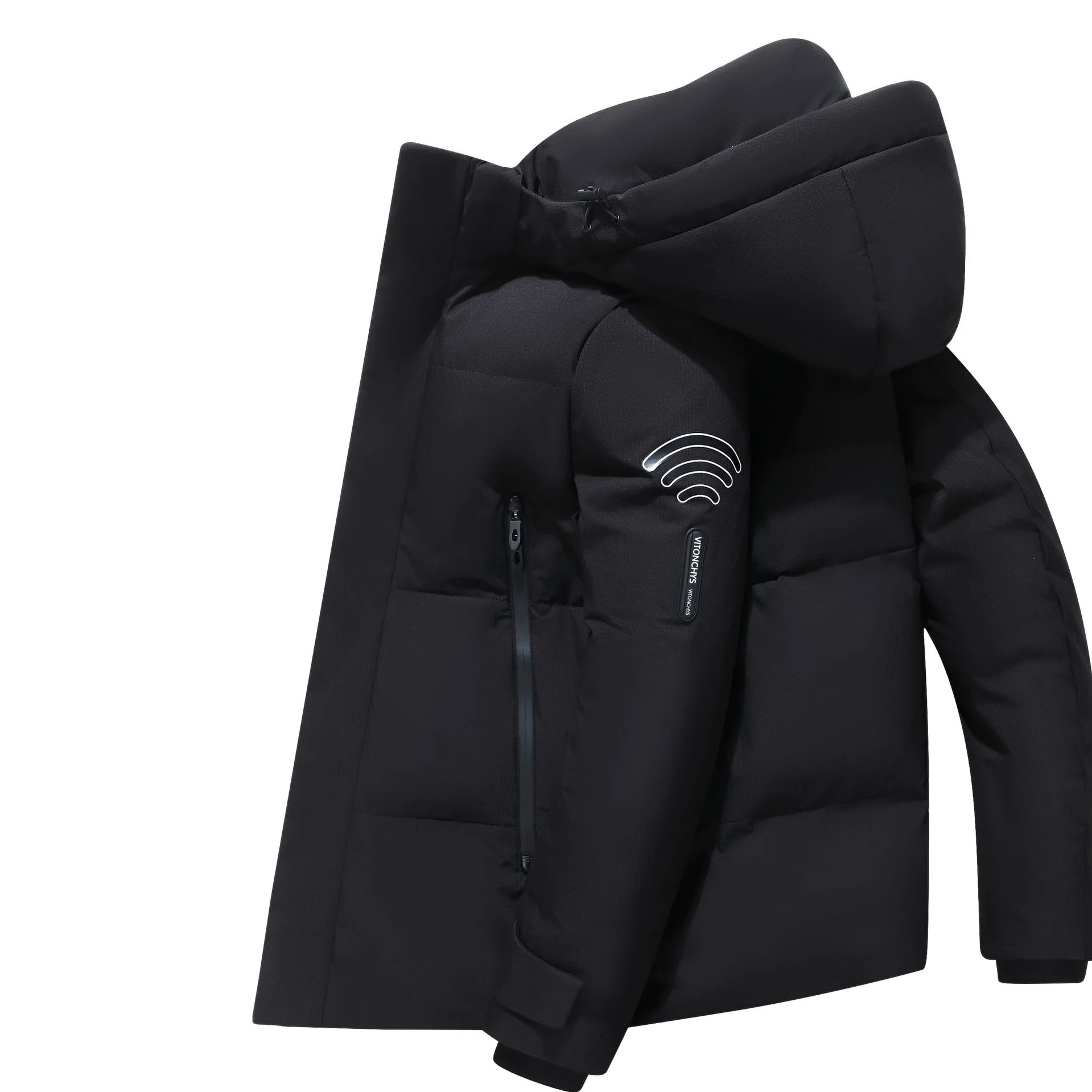 

Утепленная красная мужская куртка в национальном стиле, новинка зимы 2025, с отстегивающимся капюшоном, белая, на пуху, теплая