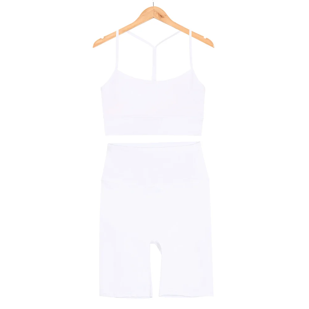 Women's Yoga Vest Y Shape Bra Set Gym Top Comfortable Running Fitness Summer Five Point Pants Sportswear view 4