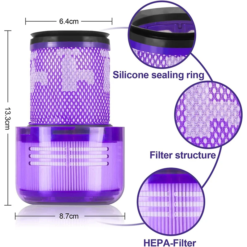 A74X-Vacuum Filter Washable Filter For Dyson V12 Detect Slim Extra Absolute, Replacement Part No. 971517-01