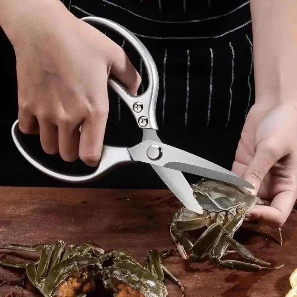 

Кухонные ножницы из нержавеющей стали, серебряные ножницы для куриных костей высокой твердости, нескользящая ручка, ножницы для барбекю, рыба