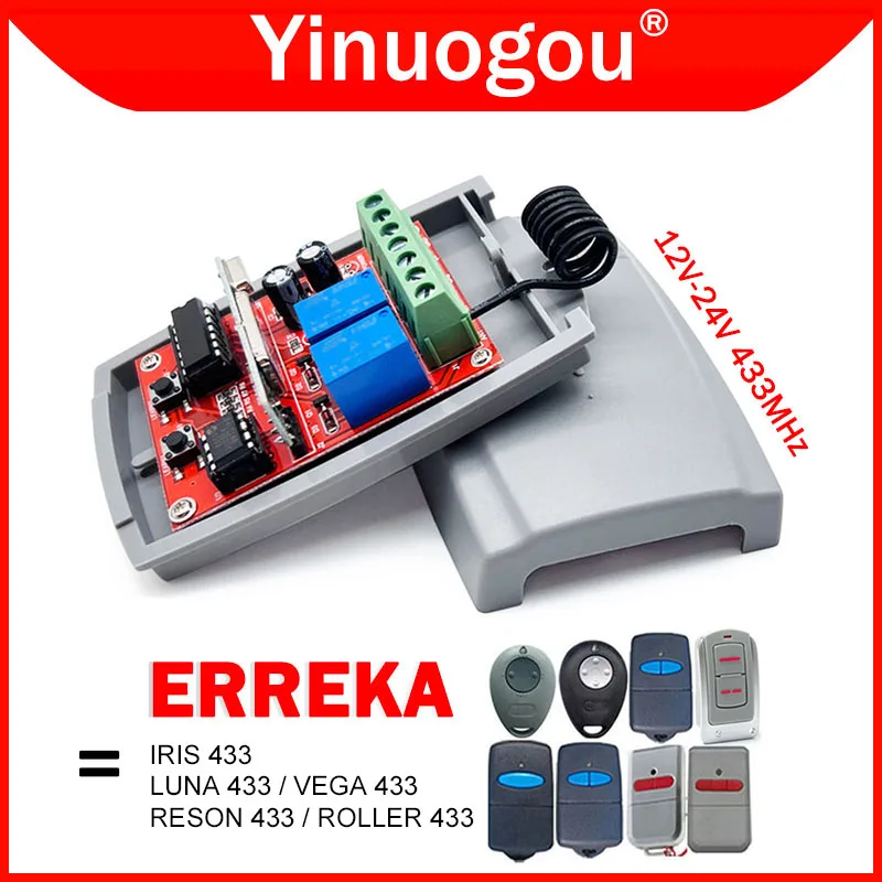 

ERREKA IRIS 2 4 LUNA VEGA RESON ROLLER 433 433MHz Universal Garage Door Remote Control Receiver Controller 12V-24V Switch Opener