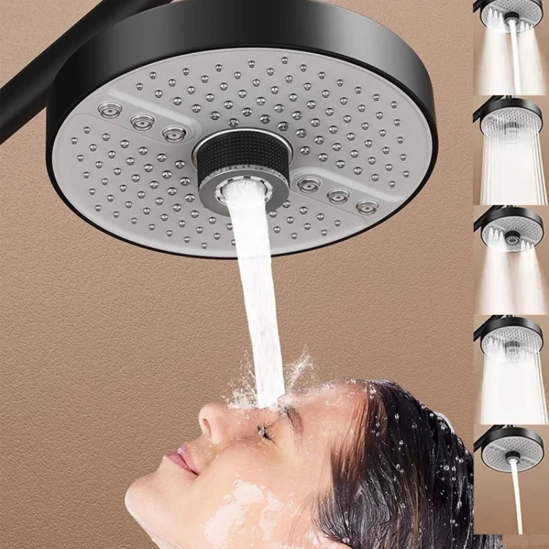

Large Flow 5 Modes Rainfall Shower Head Supercharge Ceiling Mounted Spa Showerhead High Pressure Top Spray Bathroom Accessories