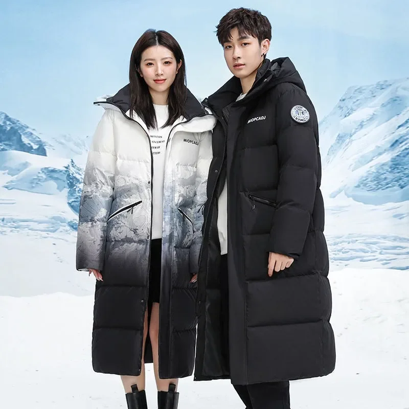 Doudoune Longue à Capuche pour Homme et Femme, Parka Chaude et Décontractée, Sous le Genou, Même Style, Nouvelle Mode Hiver