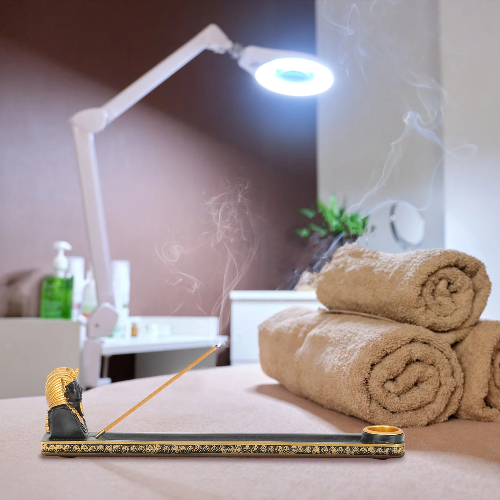 

High Quality Egyptian Sphinx Resin Statue Desktop Incense Plate Decorative Home Office Ornament Incense Plate Figurine