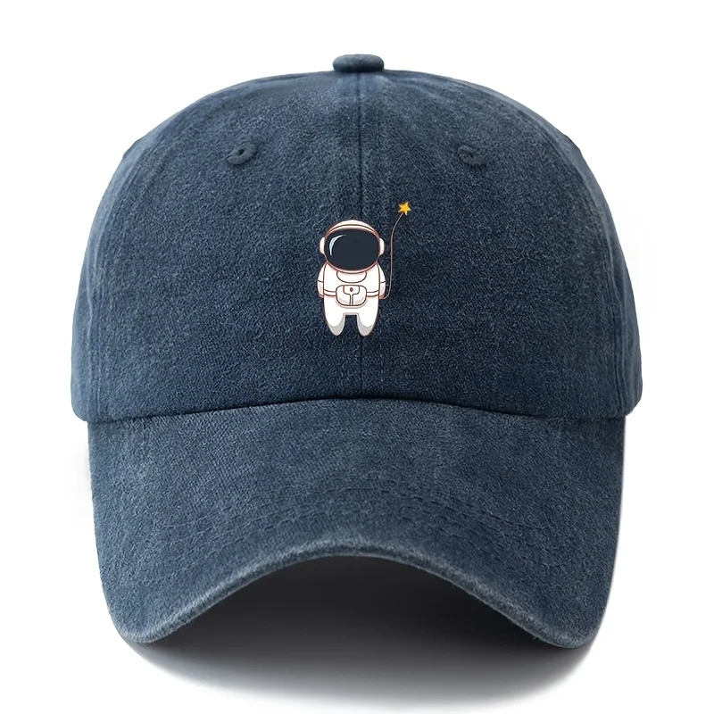 Cute astronaut patterned baseball cap for both men and women, lightweight outdoor travel, camping, daily casual hat