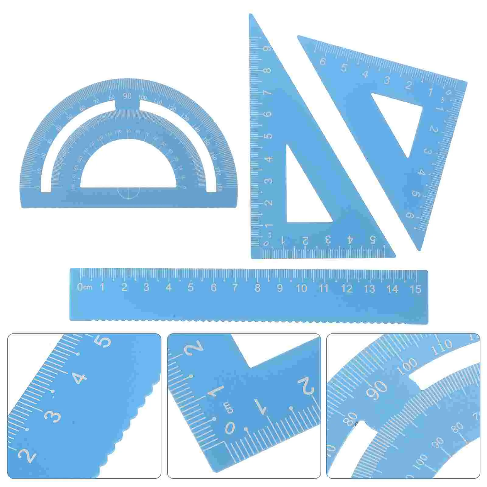 

Score Measurement Tools Easy Use Ruler Compact Kit Portable and Protractor Student Stationery Metal Measuring Triangle
