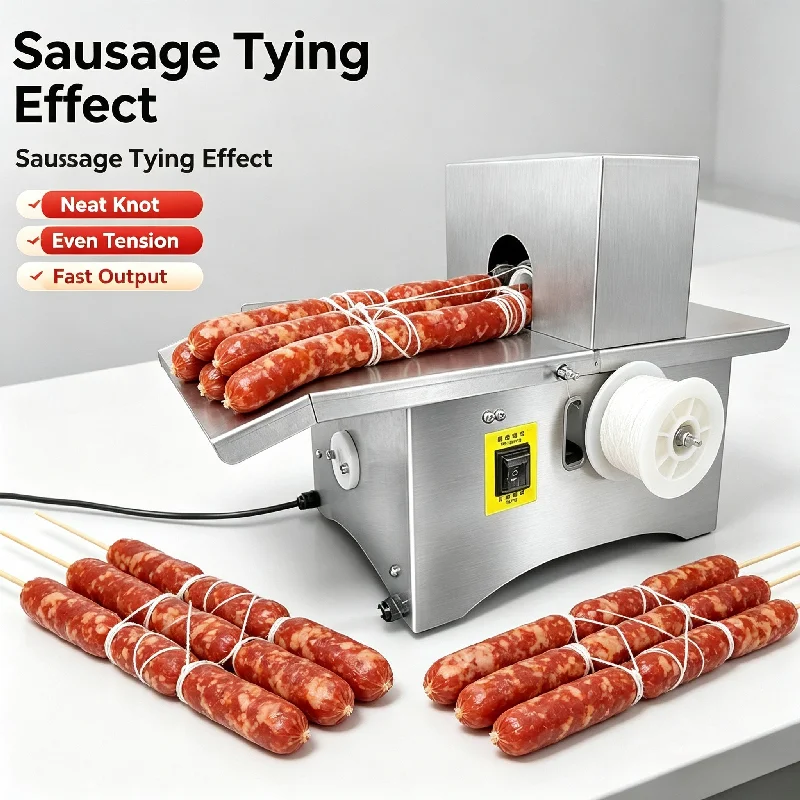Electric Sausage Knotting Machine Commercial Automatic Wire Cutting Hot Dog Binding Tying Meat Processing Equipment