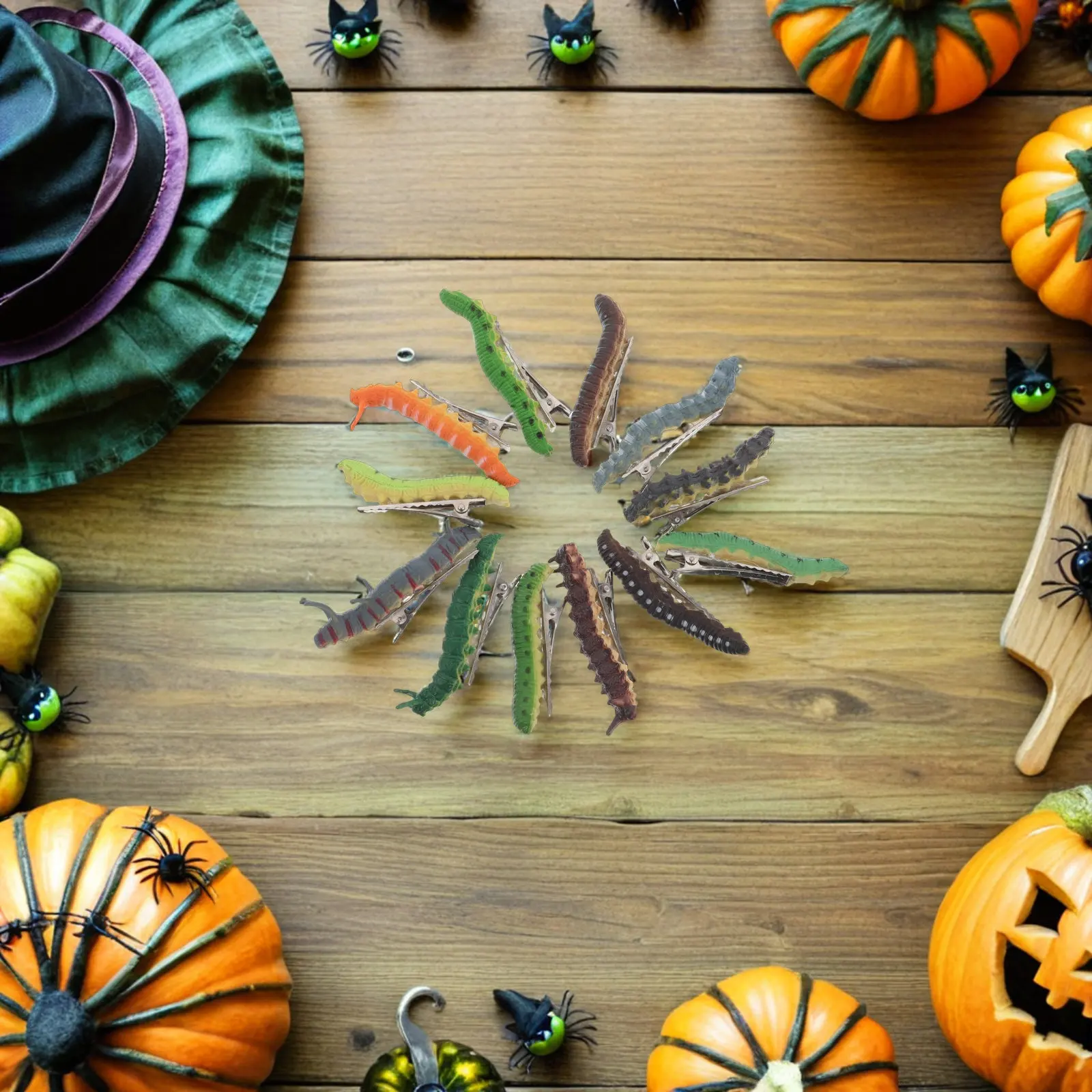 12 Pcs Halloween Decorations Barrette Cosplay Hairpieces Creepy Accessories Ornaments Caterpillar Clips Headpiece