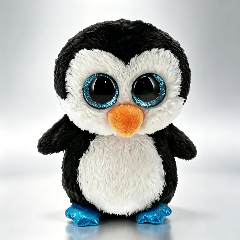 Ty Beanie Boos Waddles The Penguin Stuffed Plush Doll, Big Sparkle Eyes Soft Toy Kids Birthday Christmas Gift