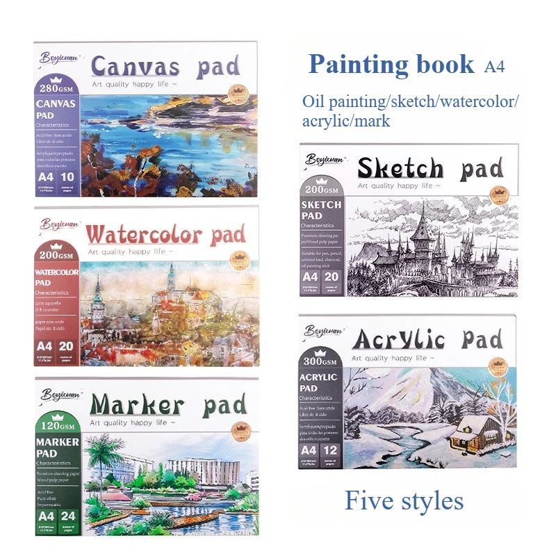

Альбом для рисования формата А4, 297x210 мм, утолщенная бумага с устойчивостью к истиранию, акварельная картина маслом, акриловый маркер, дизайн для рисования, граффити