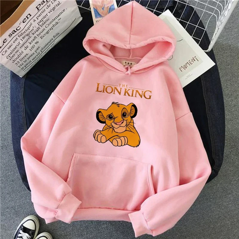 Luxury Hoodies MINISO Disney Characters The Lion King Anime Print Women Winter Long Sleeve Warm Hoodies Plus Size Streetwear