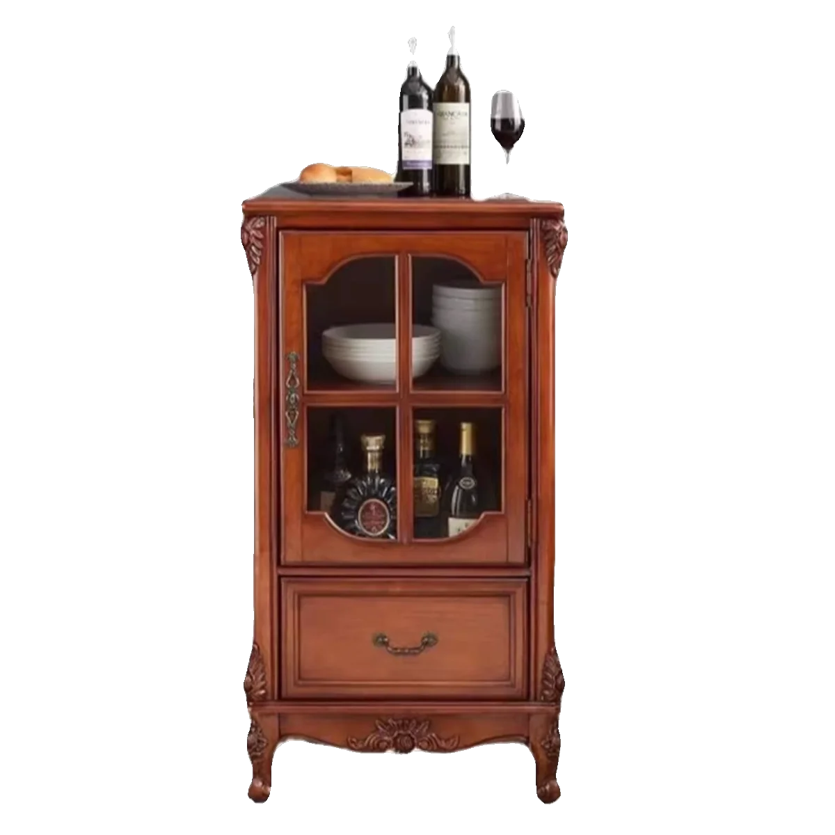 YFY  solid wood wine  against the wall TV side  Living room storage display cabinet  door small wine  Small apartment  cabinet