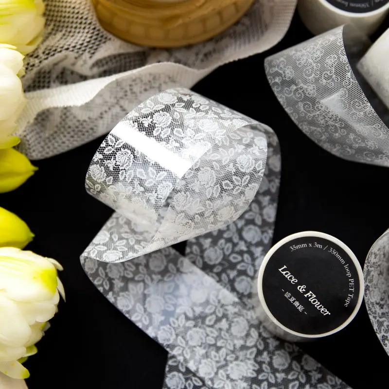 

1 roll Tape Tape simple vintage literary floral lace handbook material DIY decorative stickers 8 tmodels 35mm*3m