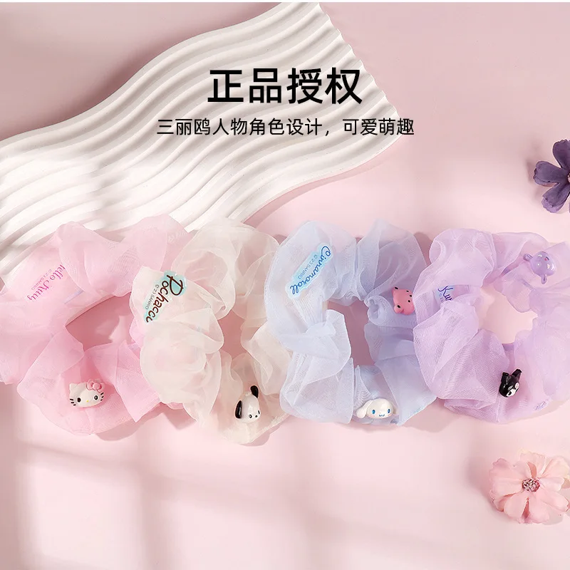 Kawaii My Melody Kuromi Hello Kitty Cartoon Large Intestine Hair Tie Anime Sanrio Girly Heart Cute Children's Hair Accessories