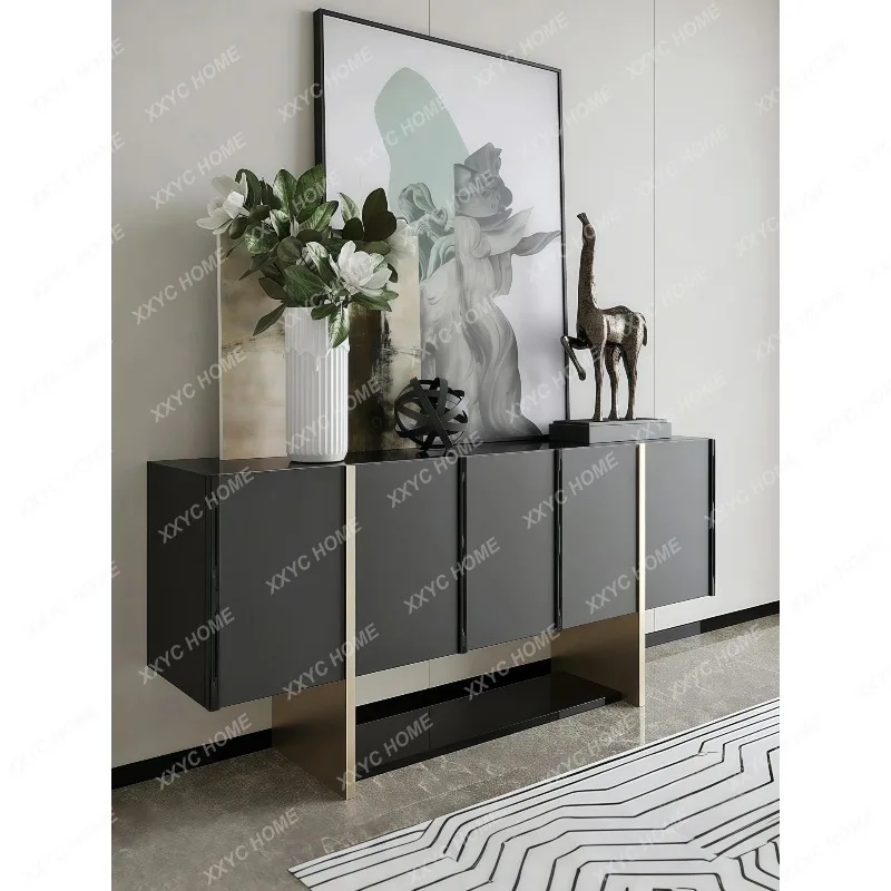 XX Style Lacquered Solid Wood Entryway Cabinet Modern Minimalist Tea Cabinet Wall-Mounted Storage Cabinet Customizable