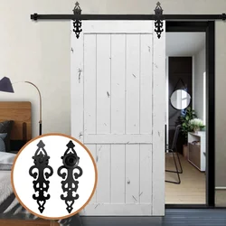 Gifsin 4-9.6FT Sliding Barn Door Modern Wooden Sliding Barn Door Hardware Kit Black Steel Roller for Single Door