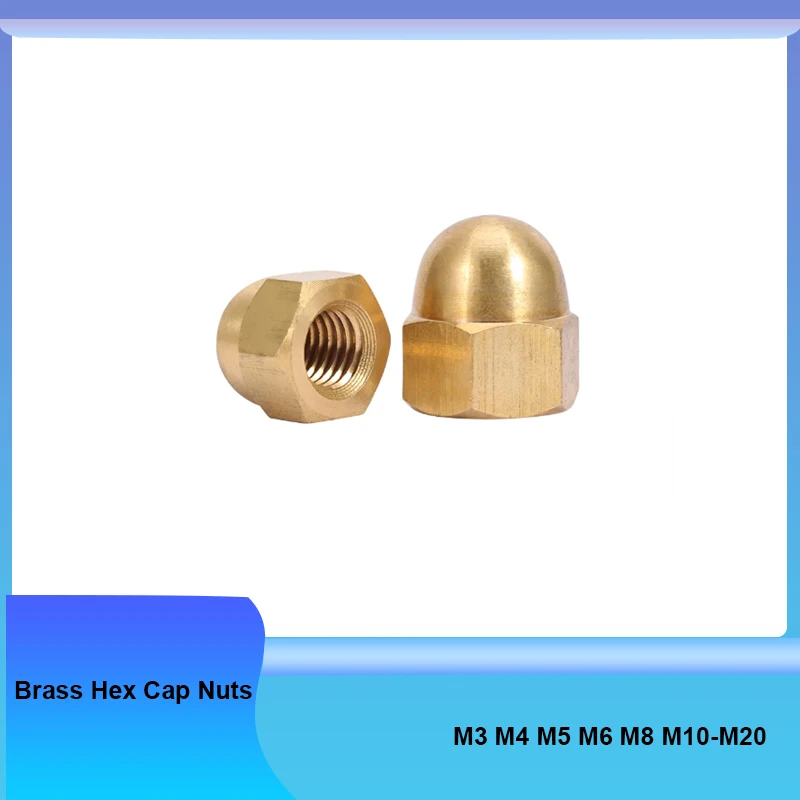 1-30Psc Brass Hex Nuts Cover M3 M4 M5 M6 M8 M10-M20 Screw Cap Decorative Ball Thread Hexagon Domed Semicircle Cap Nuts