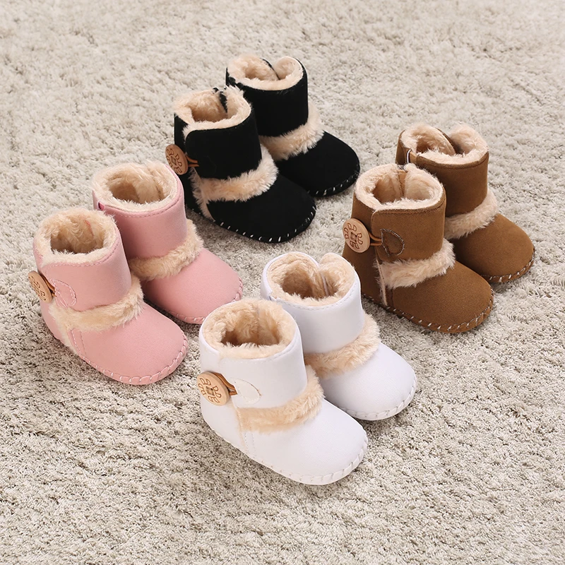 

Autumn/Winter Boots Baby Girl Boys' Winter Warm Shoes Solid Color Preschool Puzzle Ball First Toddler Shoe 0-18M