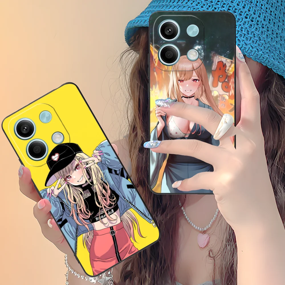 مارين فستان أنيمي قضية الهاتف ل Xiaomi Redmi ملاحظة 14 13 12 11 10 9 S A Pro Plus Lite 5G الأسود الهواتف المحمولة غطاء الهاتف الذكي #3