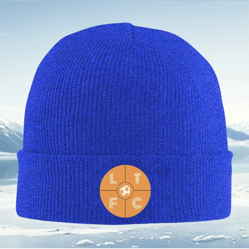 Emblema de fútbol con letras, diseño de círculo naranja, gorro de punto Unisex para hombres y mujeres, gorro, Jersey, gorro térm