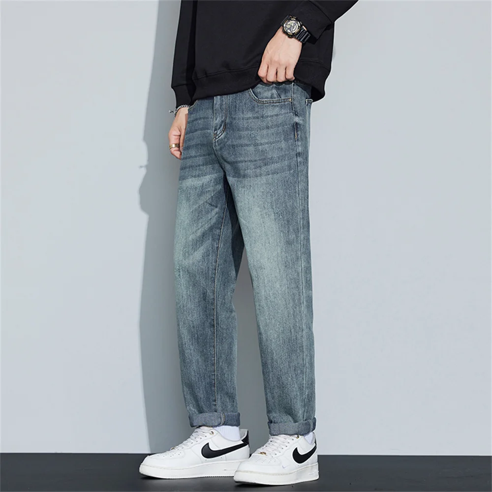 

Men's jeans 2025 New conical straight stretch casual long pants, men's outdoor versatile and fashionable denim long pants