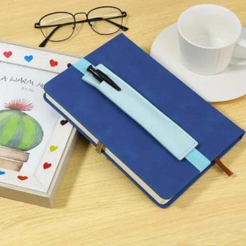 2Pcs Retro Pen Bag Pencil Case Elastic Band Pen Clip Pu Leather Pen Holder Portable Lightweight Office Meeting Supply Hot Sale