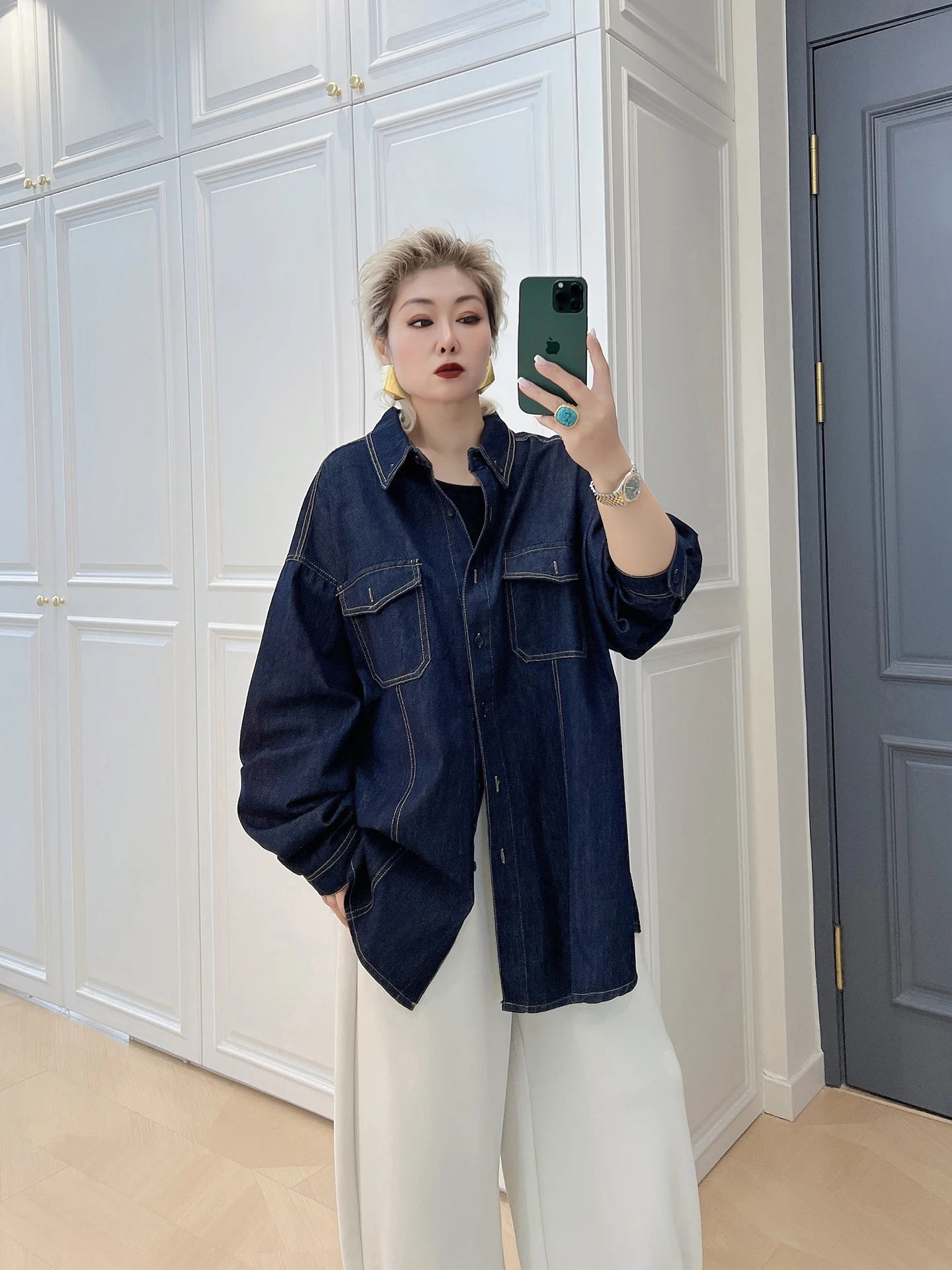 

Джинсовый джинсовый топ с вышивкой в стиле ретро, большие размеры, женский повседневный свободный топ для похудения для тяжелых девушек более 200 человек, сум