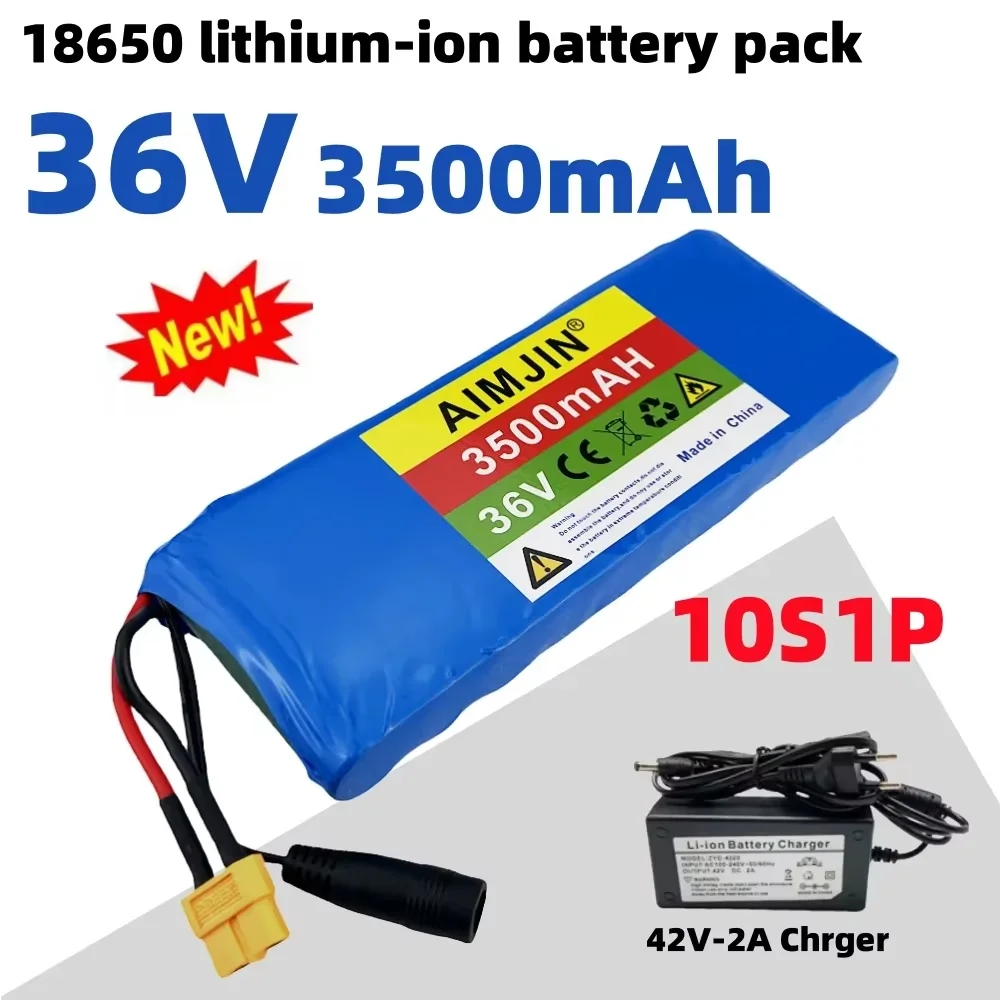 

10S1P 36V 6800mAh Battery Pack 6.8Ah 18650 Lithium Li-ion Rechargeable Batteries 20A BMS 500W,equipped with 42V 2A charger