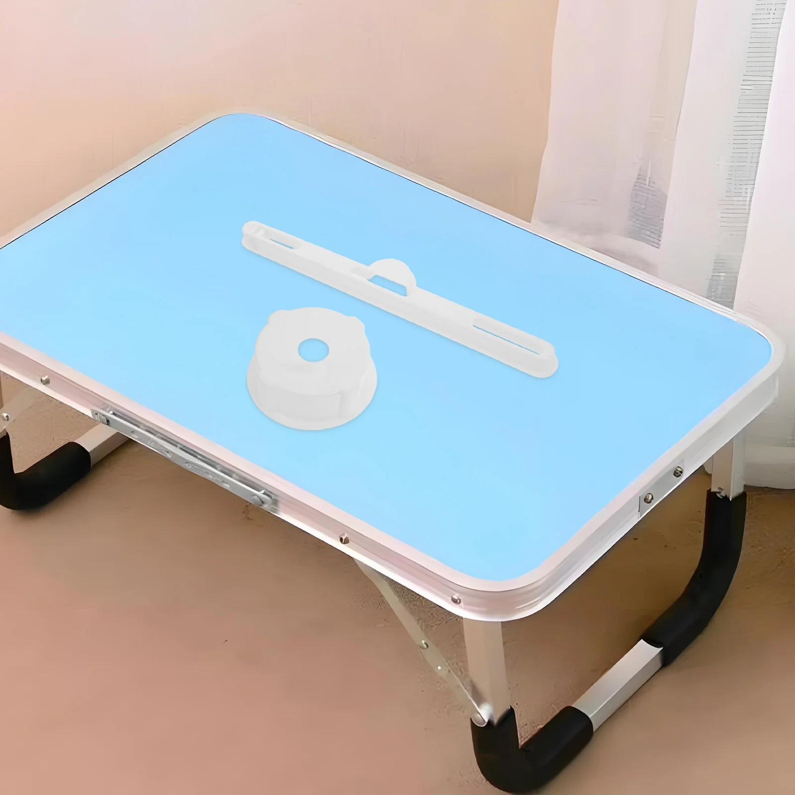 

2Sets Folding Desk Cup Holder with Card Slots Compact Lightweight Design for Portable Laptop Table Spill-Resistant Desktop