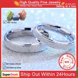 YHAMNI With Credentials 100% 925 Silver Frosted Rings for Women Men Wedding Band Personalise Fine Jewelry Gift Never Fade