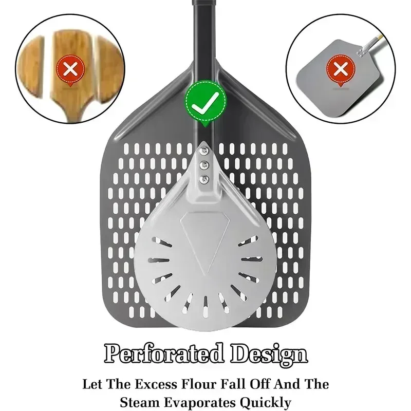 7/8/9/12inch Aluminum Pizza Peel with Handle Oven Pizza Turning Peel for Outdoor Pizza Ovens Pizza Oven Accessory image 10