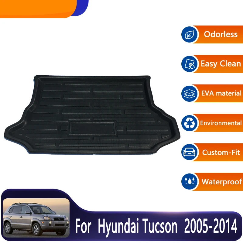 Car Trunk Mat For Hyundai Tucson JM MK1 2005~2014 Car Rear Trunk Easy Clean Mats Floor Tray Boot Carpet Pads Auto Accessories