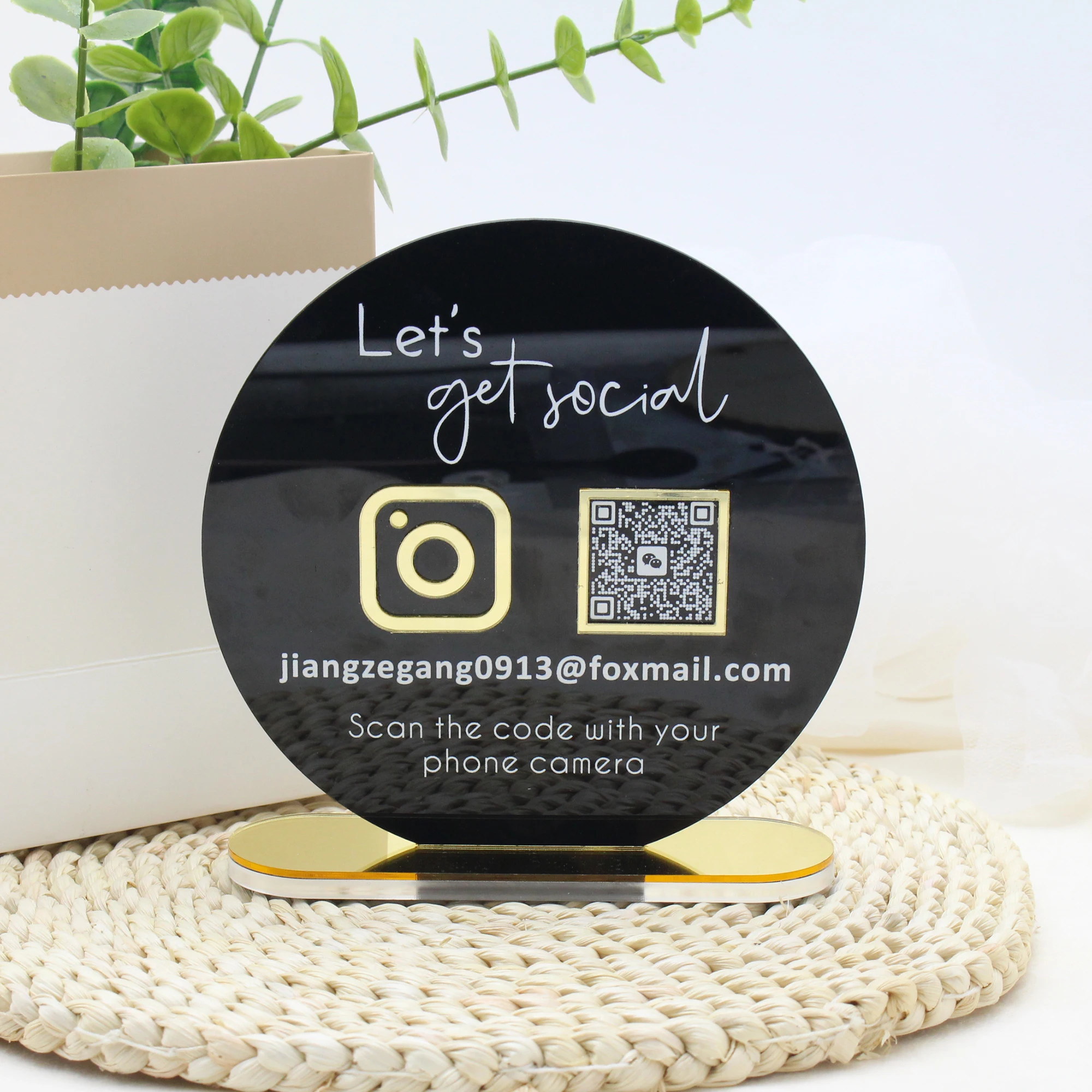

Круглая бирка для деловых социальных сетей, круглая вывеска с QR-кодом для декора салона, табличка для оплаты, стенд с QR-кодом для стойки регистрации